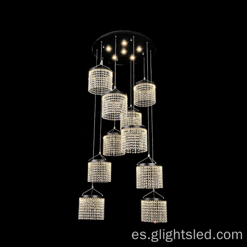 Lámpara colgante moderna de techo de cristal K9 de lujo